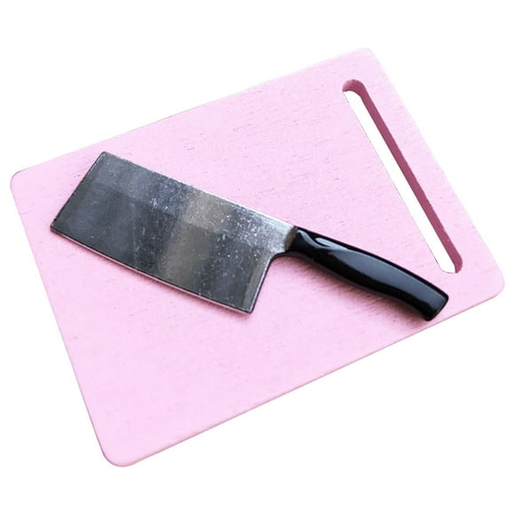 MERIGLARE 1/12 Chopping Board and Kitchen Knife Doll House Home Simulation Decoration Pink