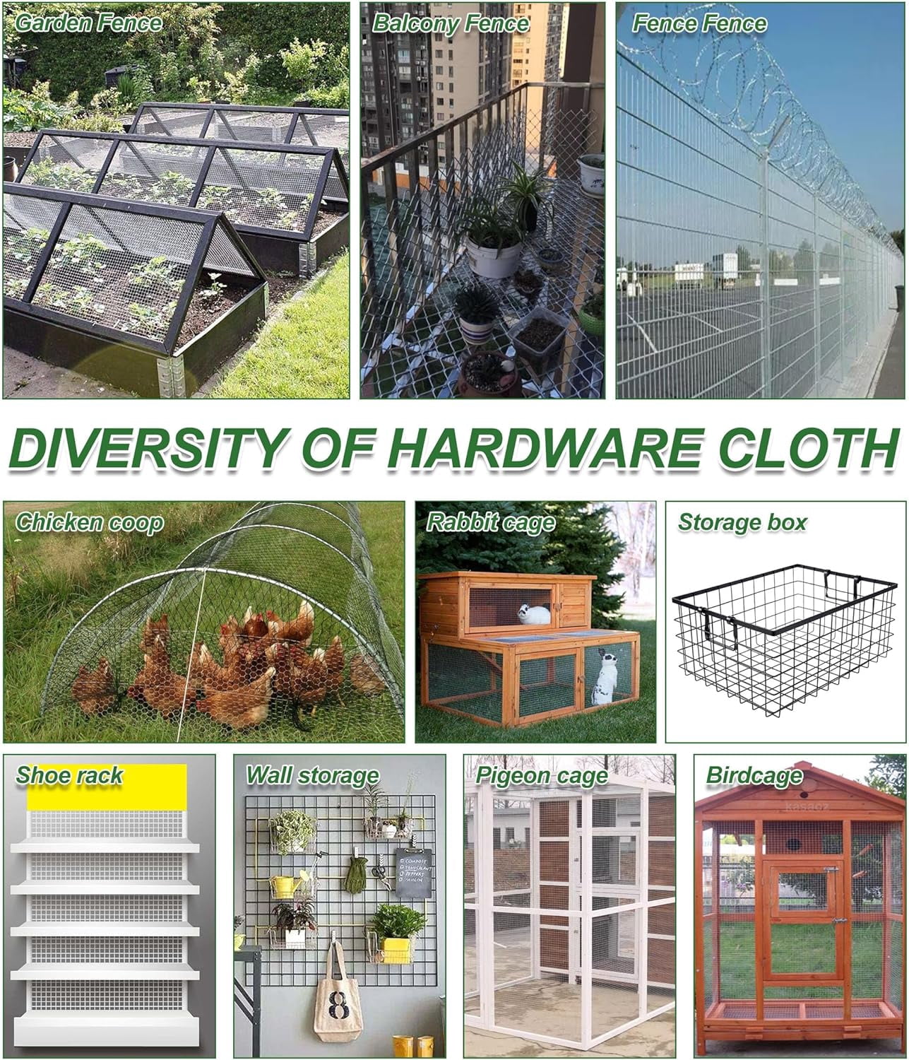 Hardware Cloth,1/4inch 24inx50ft 23 Gauge,Double-Layer Hot-Dip Galvanizing After Welding,Chicken Wire Netting Garden Wire Fencing Rabbit Snake Fence Chicken Coop Plant Supports