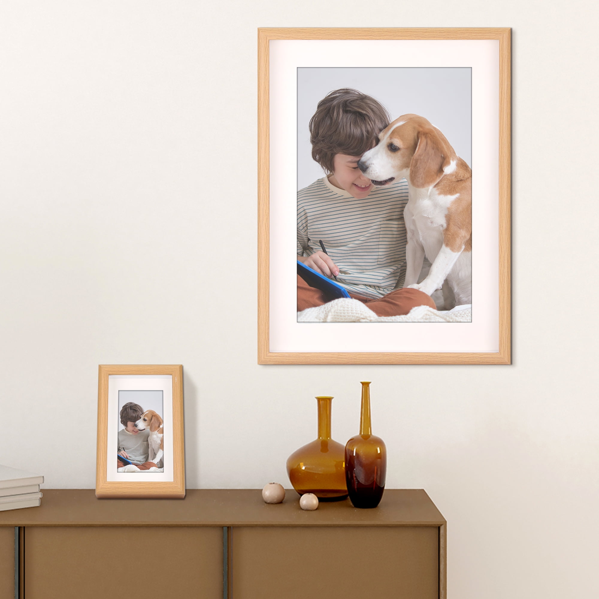 Unique Bargains Picture Frames for Wall Tabletop Display Wood Color 10x12