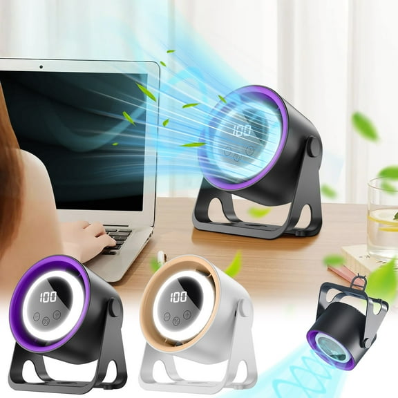 Portable Desk Fan, Small Quiet Wall Mounted Cooler with Touch Control, USB Powered Adjustable Tilt Fan, 100 Speeds Personal Airflow Tool for Home Office, by UKHCCC