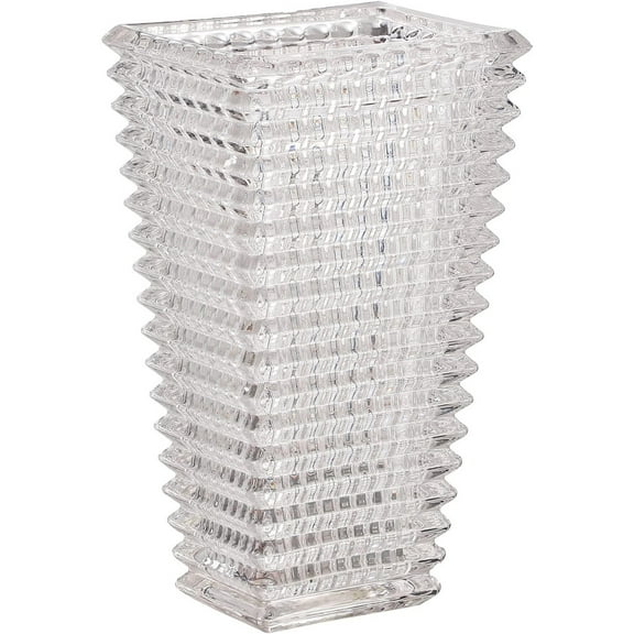 Crystal Glass Vase, Large Crystal Vases for Flowers, Large Flower Vase, Clear Modern Vases for Living Room, Bedroom, Kitchen, Dining Table, Mantle, Wedding, 11 Inches