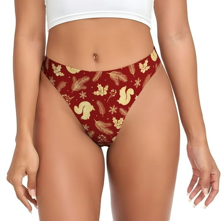 Sigee Golden Squirrels Holiday for Women s G-String Sexy  Low Rise  Soft Lace Perfect for Special Occasions-Large