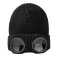 thumbnail image 2 of Opvise Fashion Glasses Knitted Hat Bomber Hat Solid Color Elastic Soft Warm Anti-slip Regular Fit Ear Protection Windproof Decorative Winter Beanie Headwear Black, 2 of 8