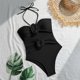 thumbnail image 5 of Trajes de baño de una pieza para mujer, bikini de moda de color liso con cordón y tirantes de rosas huecas, traje de baño para mujer, trajes de baño para mujer, moda de playa para mujer, 5 of 9