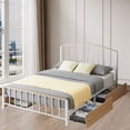 thumbnail image 4 of Iron Bed Frame, Double Bed Frame, Wooden Bed Frame, Bed with Drawer Storage, Platform Bed Frame with Headboard and Footboard, Mattress Base with Steel Slat Support, No Box Spring, Full, White, 4 of 8