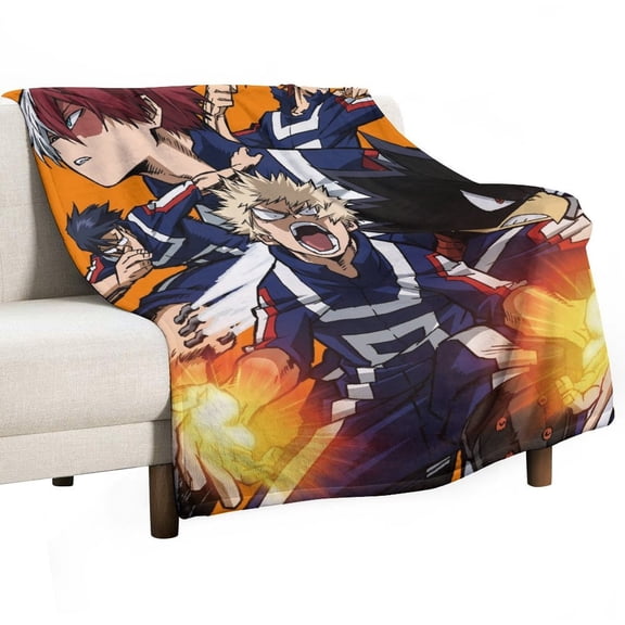 My Hero Blanket Academia Mha Flannel Throw Blankets Soft Pile Cozy Plush Throw Blanket for All Seasons, 3D Printed Warm Blanket for Sofa Beds Home Decor