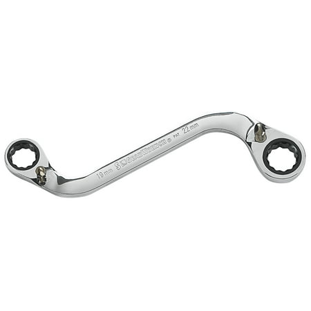 S-Shape Rev.Dbl. Box Ratcheting Wrench 19mm x 22mm