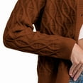 thumbnail image 5 of Womens Casual Long Sleeve Button Up Cable Knit Cardigan Light-Weight Crewneck Button Down Sweaters Caramel Color XL, 5 of 10