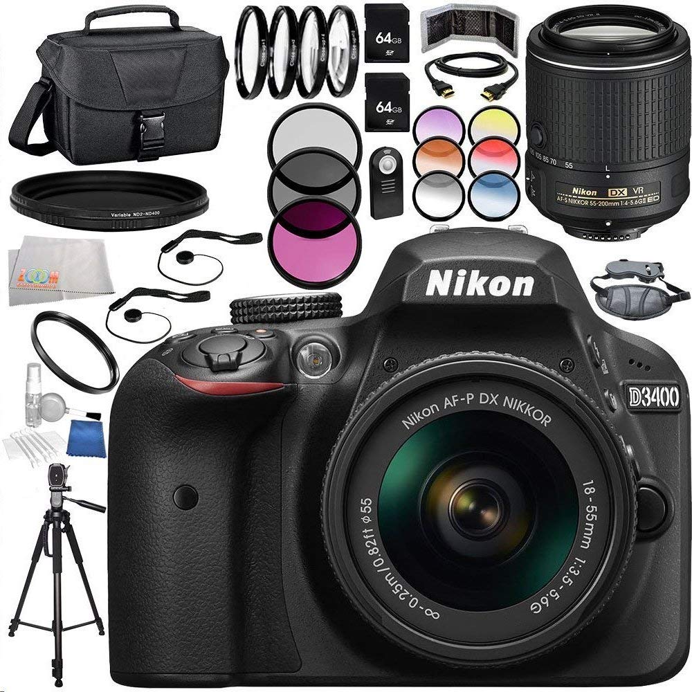 Nikon D3400 DSLR Camera 20PC Bundle (Black) Includes AFP DX NIKKOR