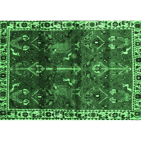 Ahgly Company Indoor Rectangle Persian Emerald Green Traditional Area Rugs, 7' x 9'