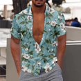 thumbnail image 4 of CBGELRT Mens Shirts Classic Mens Dress Shirts Long Sleeve Regular Fit Floral Print Digital Print Casual Loose Fitting Creative Short Sleeved Shirt Blue Xs, 4 of 5