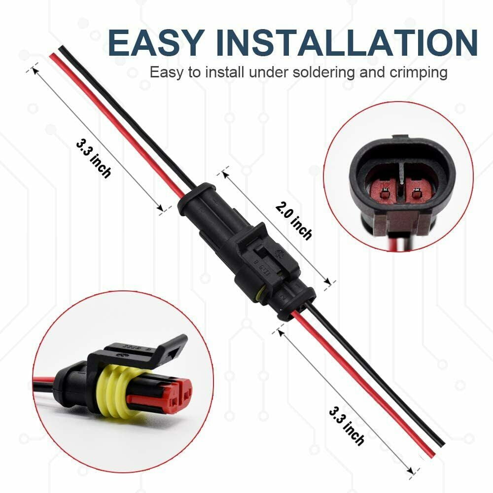 10x Car Waterproof Wire Connector 2 Pin Way Electrical Connectors Plug