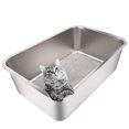 thumbnail image 1 of Caja de arena Yangbaga de acero inoxidable para gatos y conejos, 1 of 5