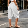 thumbnail image 6 of Lenpel Womens Capri Pants Fashion Casual High Waist Cropped Harem Pants with Pockets Lightweight Comfy Capris Slacks, 6 of 7