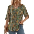 thumbnail image 2 of MOSHU V Neck Tops for Women 3/4 Length Sleeve Women Tops Casual Dressy Women Blouses Trendy Tunic Tops, 2 of 9