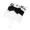 thumbnail image 5 of Cojín de Almohada de Portador de Boda Blanco Elegante Decoración de Lazo Negro Yuyangstore Almohada de satén para anillo de bodas, 5 of 5