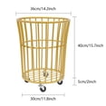 thumbnail image 2 of 30*36*45cm Metal Deep Set Metal Mesh Laundry Basket Storage Cart Golden with 4 Wheels Round, 2 of 15