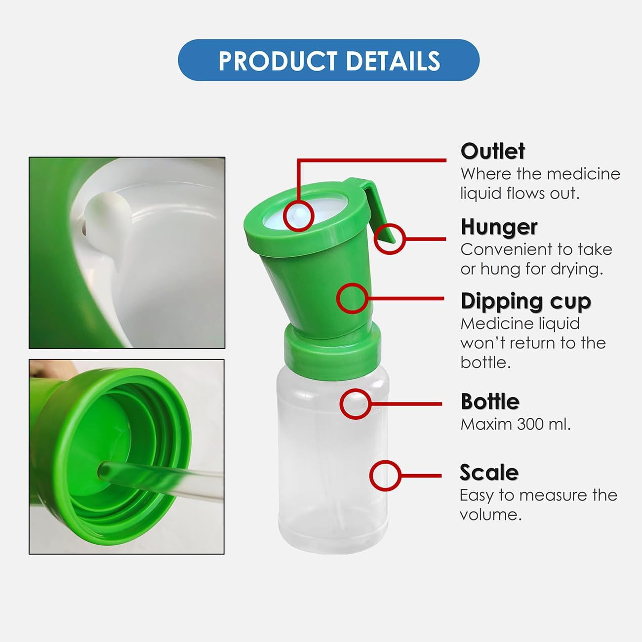 ABCISI 2 Pack Teat Dip Cup, Non Reflow Nipple Cleaning Disinfection, Portable Dip Cup for Cow Sheep Goat, Non-Return Teat Dipper - 10 fl oz (Green)