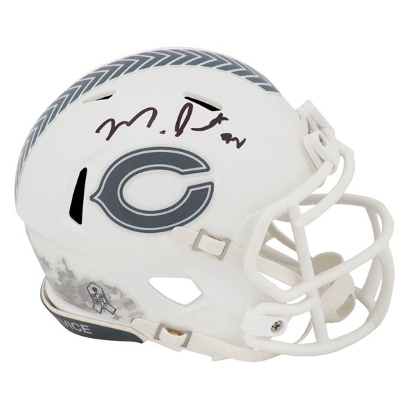 Collectible Montez Sweat Signed Bears 2024 SALUTE White Riddell Speed Mini Helmet