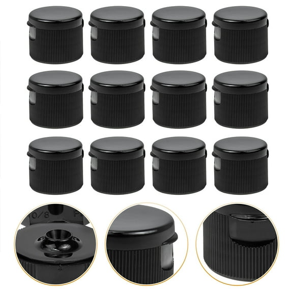 CIMAXIC 40pcs Replacement Plastic Bottle Caps Black for Water Bottle Tops in Daily Use