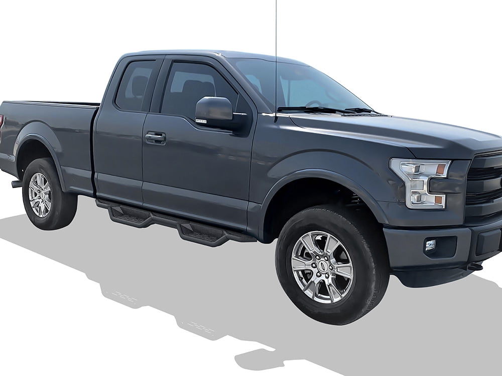 APS Black 6 Inches Tubular Drop Down Style Nerf Bars Running Boards Compatible with Ford F150 2015-2024 Super Cab & F-250 F-350 Super Duty 2017-2024