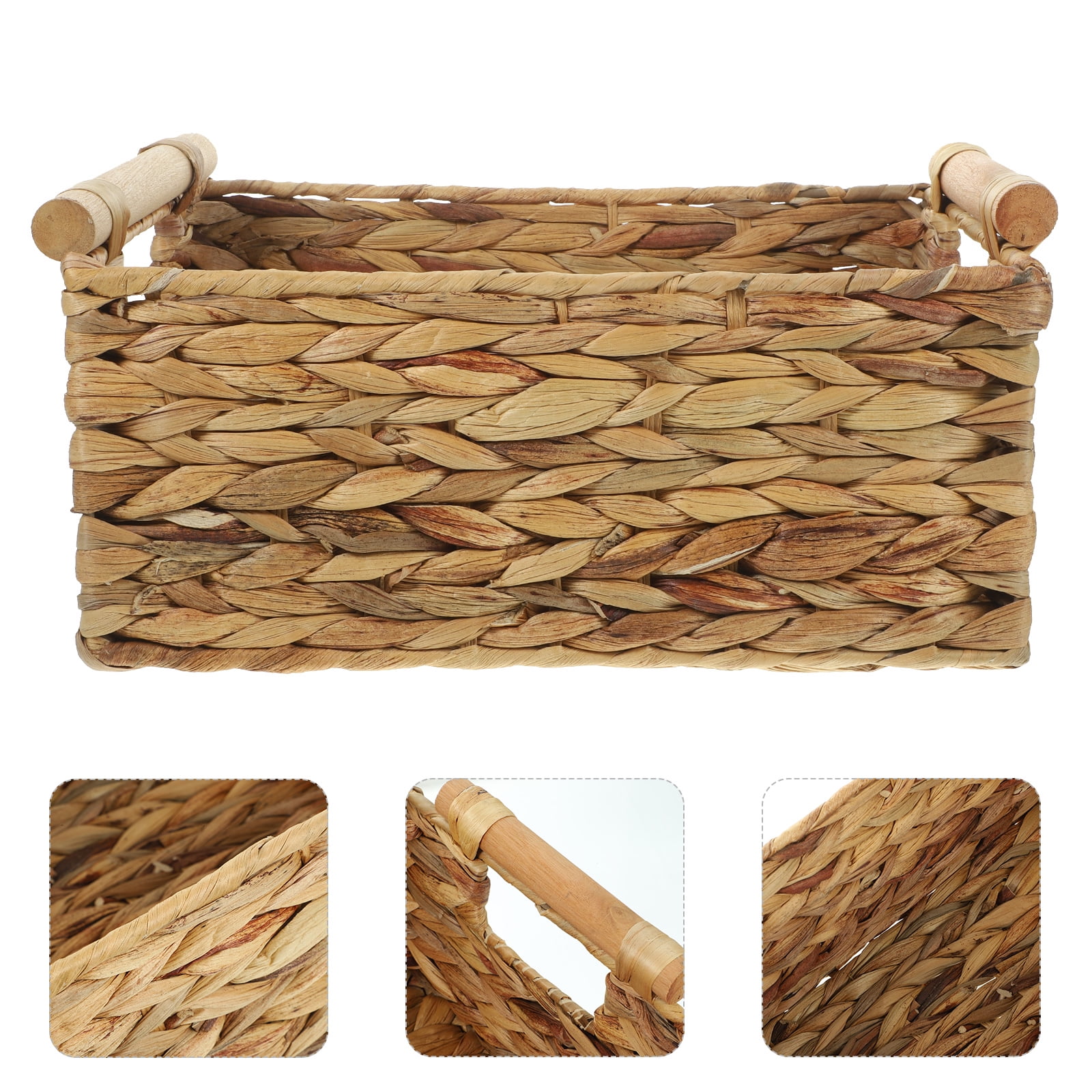 HEALEEP Woven Rattan Storage Basket in Khaki, 12.6x8.7x6.3 Inches, and Stylish Home Organizer, 1 Piece