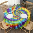 thumbnail image 3 of Colorful Rainbow Tie Dye Spiral Pattern Round Tablecloth 60"x60",Wrinkle Wipeable Table Cloth for Kitchen Dining Room Picnic Patio Party, 3 of 6