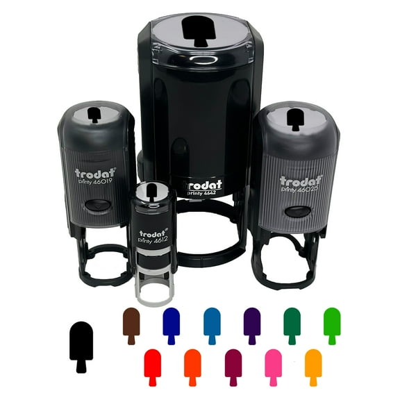 Popsicle Pop Self-Inking Rubber Stamp Ink Stamper - Black Ink - Mini 1/2 Inch