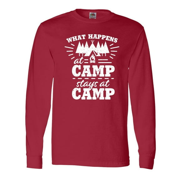 Inktastic What Happens at Camp Stays at Camp with Tent and Woods Long Sleeve T-Shirt