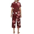 thumbnail image 2 of Ekouaer Women's Pajamas Set Short Sleeve Top With Capri Pants Pjs Lounge & Sleepwear Set, 2 of 3