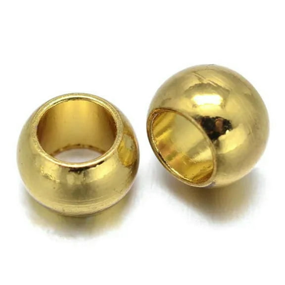 U8MO 250pcs Smooth Brass Metal Beads Rondelle Large Hole Loose Spacer Beading 8x5.5mm-Gold