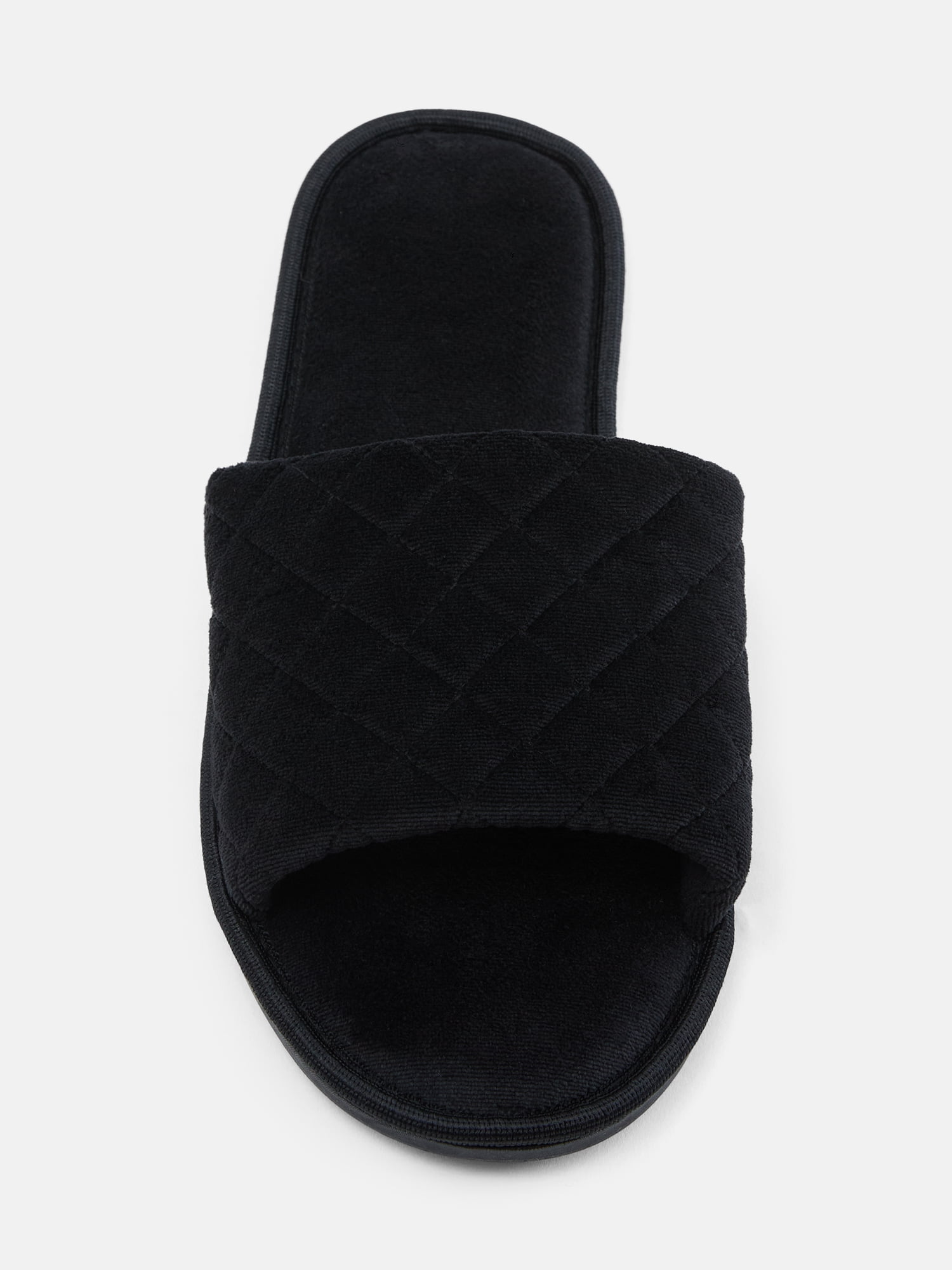Time and Tru Women's Quilted Single Band Slide Slippers, Wide Width Available