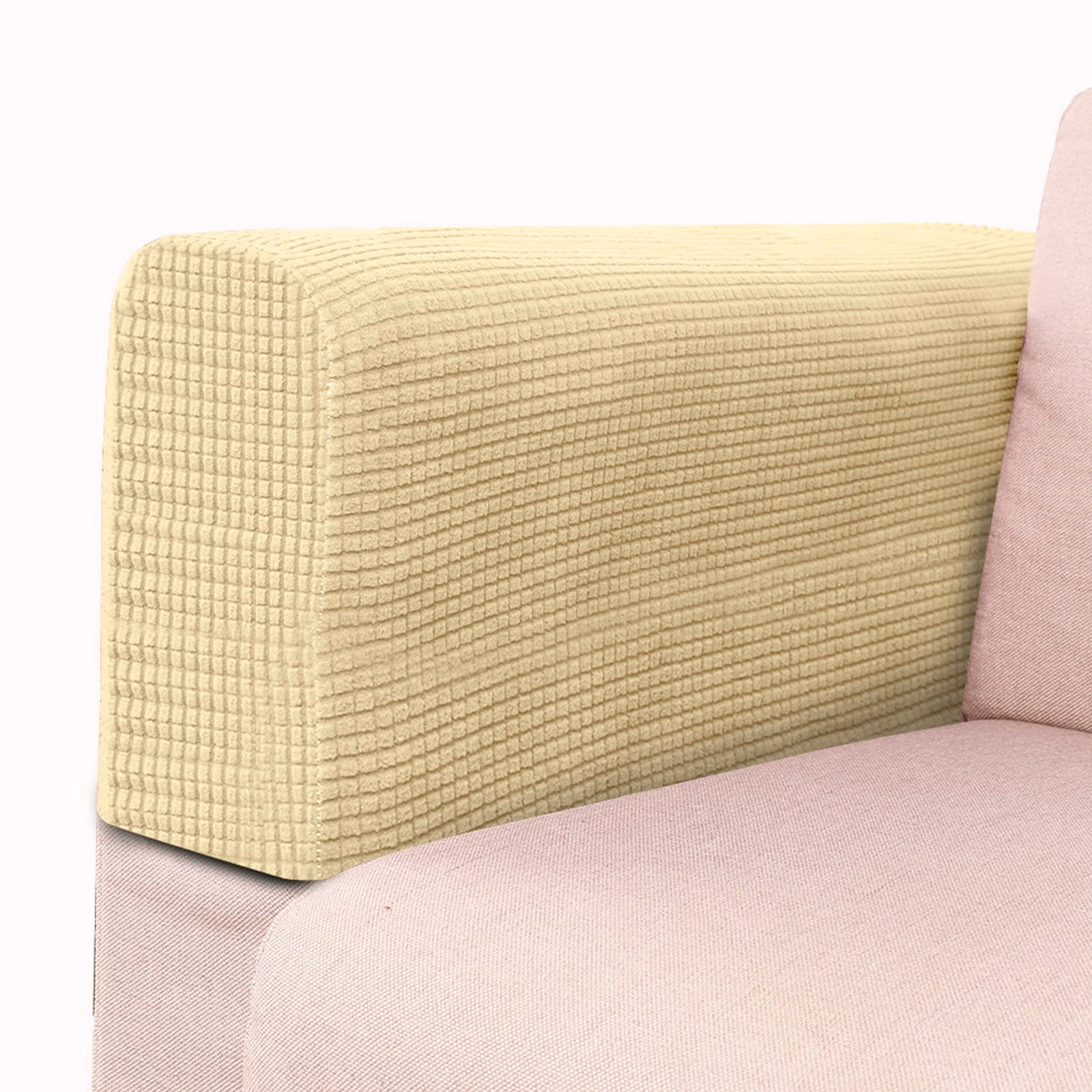 Stretch Armrest Covers, Anti-Slip Couch Arm Cover Washable Armchair Slipcover for Recliner Sofa Sofa Arm Protector Furniture Protector for Pets-Beige-4 pcs