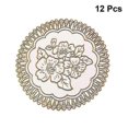 thumbnail image 2 of 12pcs round rustic cup mat lace pvc pad heat insulation coasters for home restaurant hotel (random pattern), 2 of 3