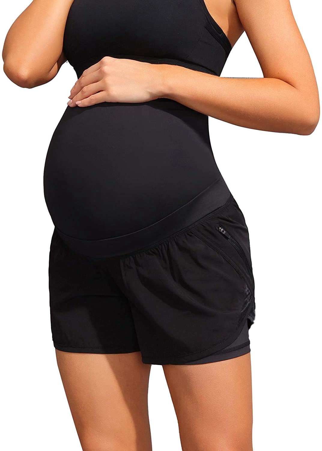 Maternity Shorts Elastic Waist Double 