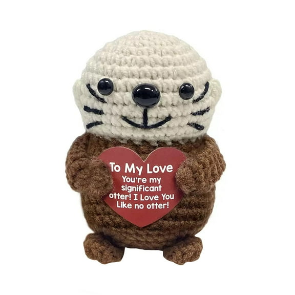 Handmade Positive Crochet Otter Gifts, Valentine’s Day Gift for Him & Her, I Love You Like No Other, Handmade Crochet Otter for Fiance Women Men Lover Valentine's Day(To My Love—Otter)