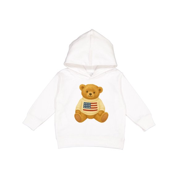 Inktastic Patriotic Bear with American Flag Sweater Toddler Hoodie