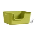 thumbnail image 3 of Caja de arena para gatos, fácil de transportar, suministros para mascotas con asas huecas, fácil de limpiar, para gatos domésticos verde, 3 of 8