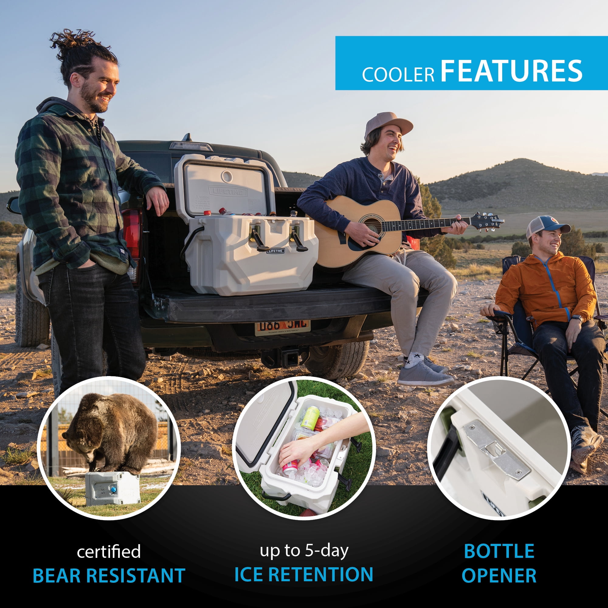 Lifetime 28 qt Bear-Resistant Camping Cooler, Premium High Performance, Ice Retention, Hard Cooler, 20 Can Capacity, Sage Green (91416)