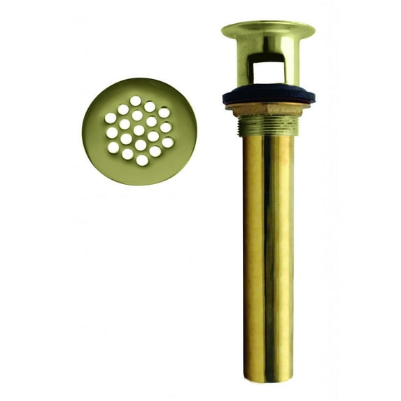 Westbrass D411-01 Grid Strainer Lavatory Drain w/Overflow Holes - Not Exposed - PVD Polished Brass