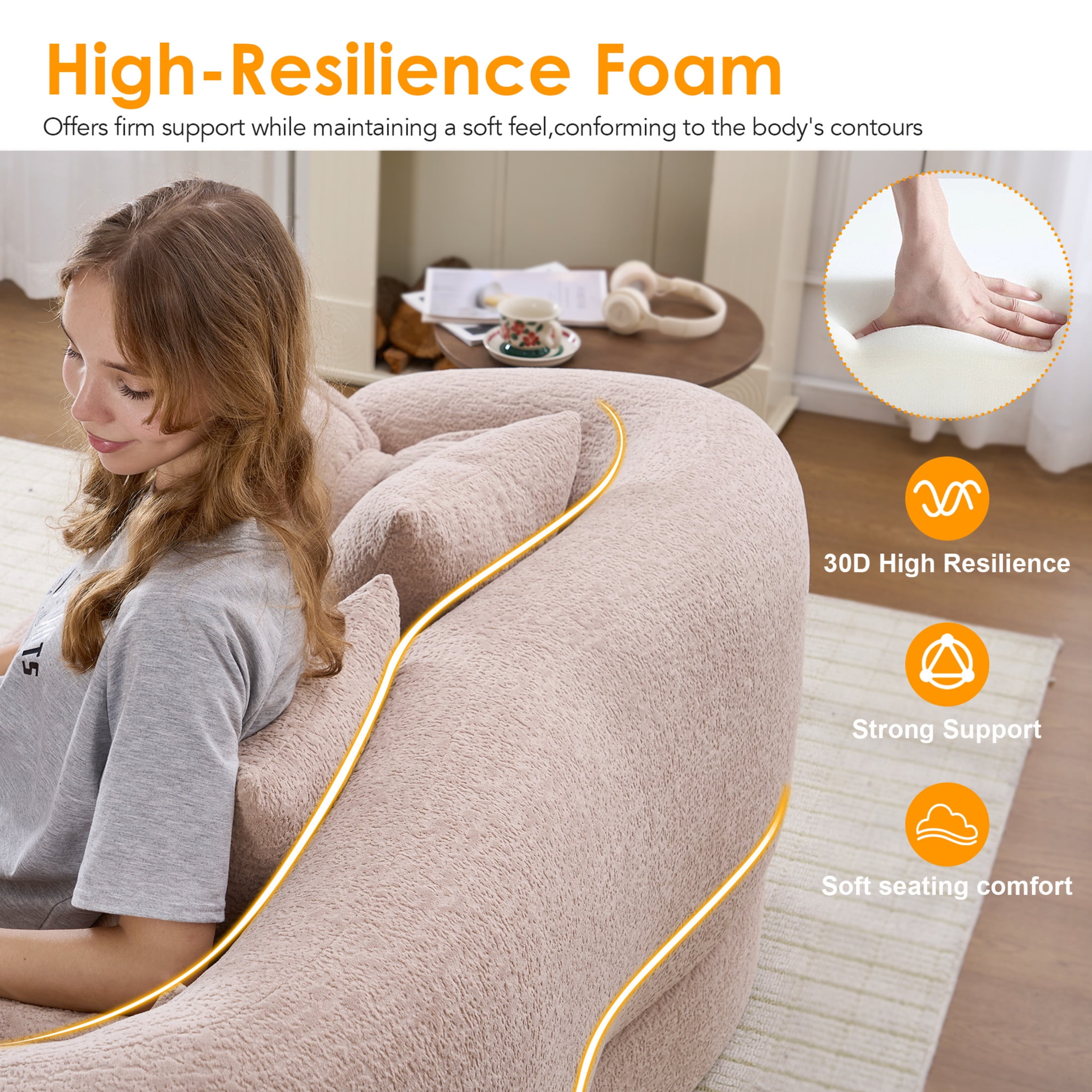 Noble House Erika 70" 2-in-1 Foldable Sofa Bed with Pillows, Boneless Chenille Convertible Sleeper Couch, Apricot