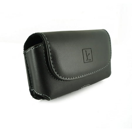 May Boost - Leather Case Pouch Cover Side Clip Holster with Belt Loops for Samsung Galaxy Mega 6.3 /Mega 2 / HTC One max / ZTE Zmax PRO / Boost Max / Max+ / Grand X Max 2 / Lever ..more (Fits Bare Phones)