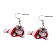 thumbnail image 2 of Pendientes con Temática de Gato Navideño Salvador Aretes Colgantes, 2 of 10