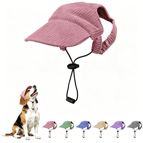 GASTROPOD Dog Sun Hat with Ear Openings,Dog Baseball Cap with Anti-Slip Strap,Sun Protection Summer Beach Visor Hat for Dogs and Cats,Adjustable Puppy Cute Sun Cap Headdress (Pink,Xl)