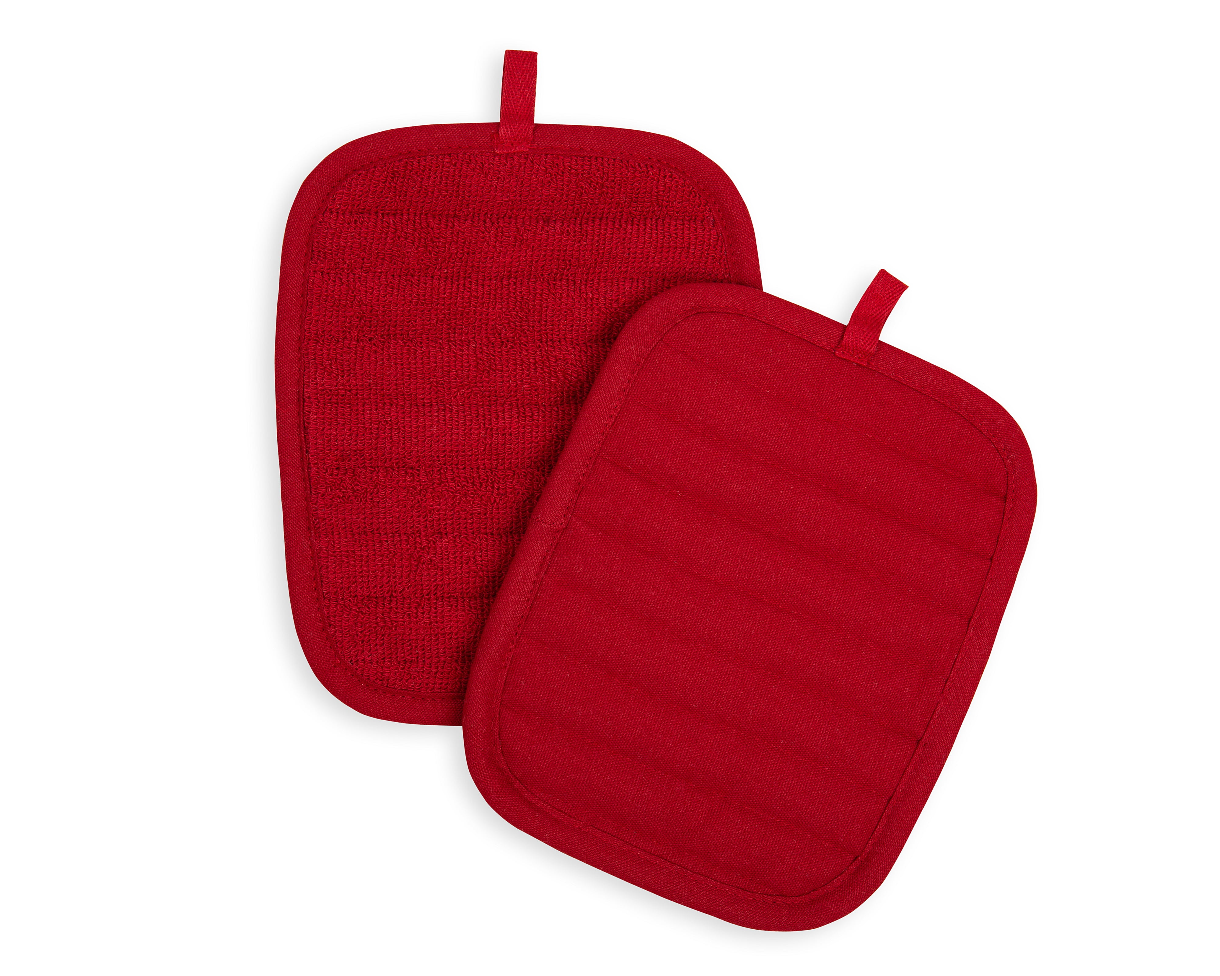 Mainstays Cotton Pot Holders, 2 Piece, 7 in x 9 in, Red