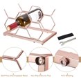 thumbnail image 4 of Portabotellas de sobremesa para hasta 5 botellas estándar, botellero hexagonal independiente para mueble bar o bodega, color rosa, 4 of 4