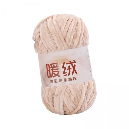Abbraccia 3xChenille Yarn for Crocheting Soft Velvet Yarn for Crochet Hand Knit Blanket Khaki White