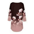 thumbnail image 5 of Red Printed Plus Size Tops Shirt, Polyester Women'S Plus Size Summer Tops, 3/4 Sleeve Womens Tunic Tops Dressy Casual, T Shirt Plus Size Women, Floral Weekend Printed Blouse for Women Plus Size, 5 of 5