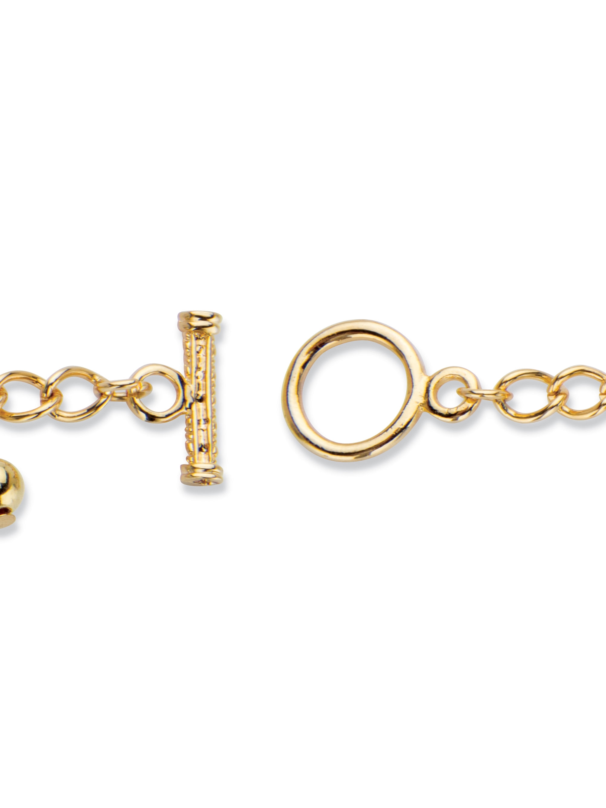 PalmBeach Jewelry Round Crystal Elephant Charm Beaded Toggle Bracelet in Goldtone 7.5"