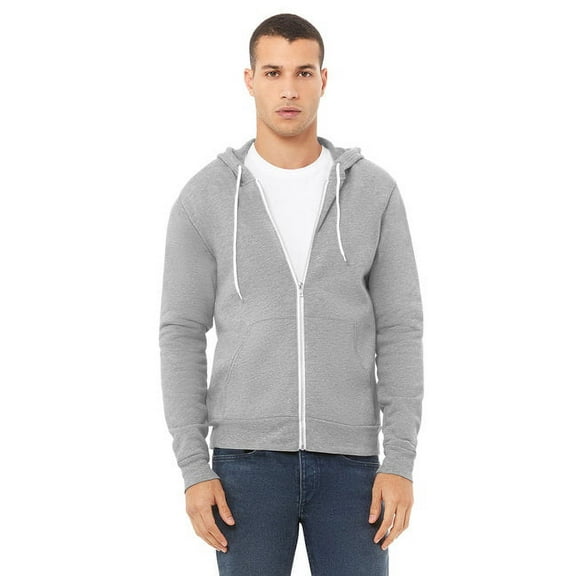 The Bella Canvas Unisex Poly-Cotton Fleece Full-Zip Hoodie - ATHLETIC HEATHER - L